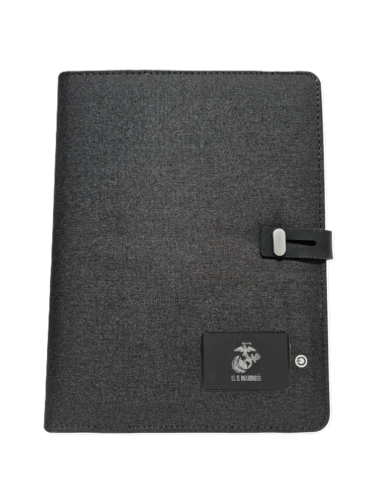 Powerbank Organizer Padfolio with Phone Charger Marine Corps Black