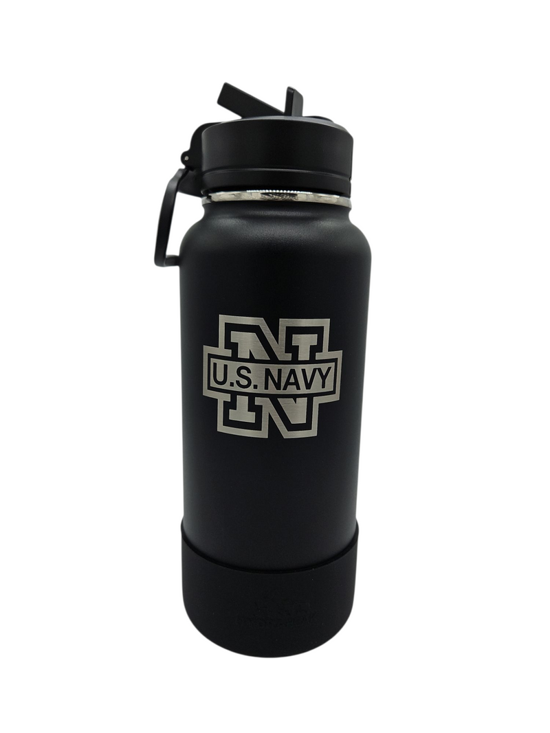 US Navy 32 oz Chug Sportboot bottle w/ matching lid & rubber boot
