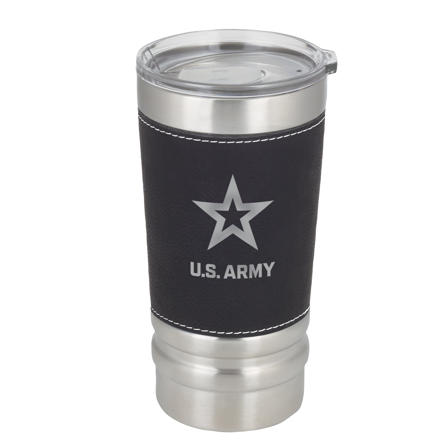 Army 20 OZ Stainless Steel Black Leatherette