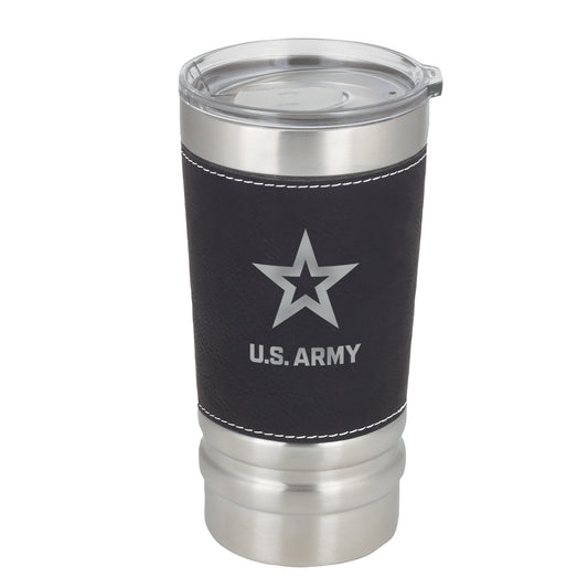 Army 20 OZ Stainless Steel Black Leatherette