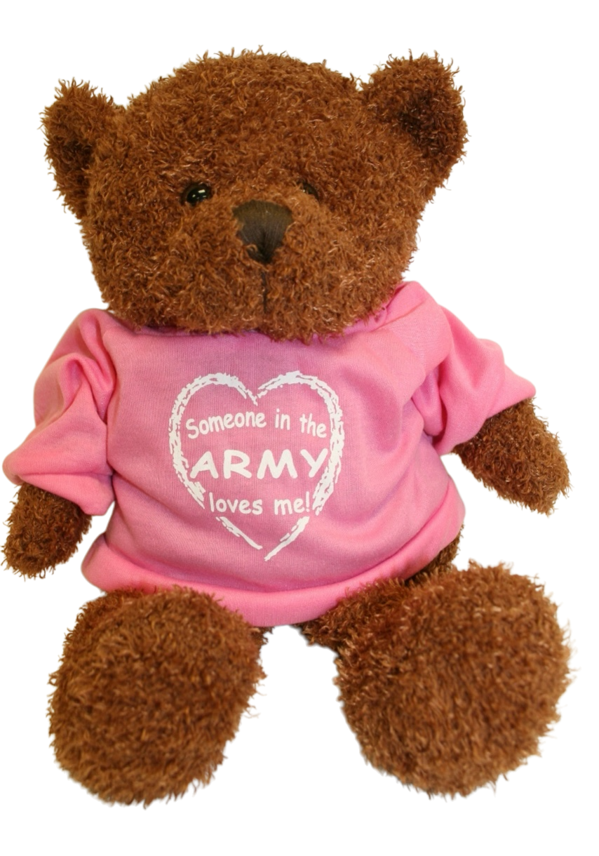Plush Brown Bear Pink Army Shirt