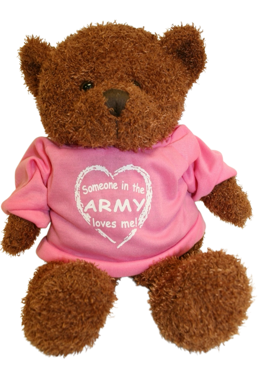 Plush Brown Bear Pink Army Shirt