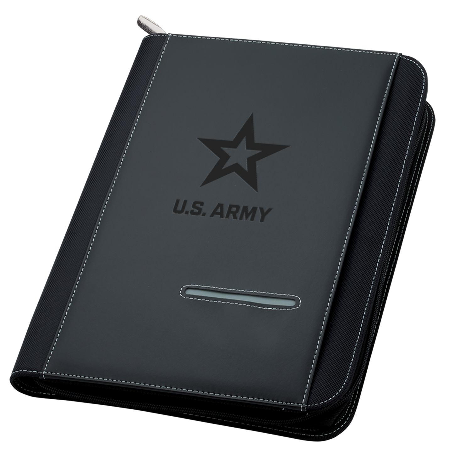 Zippered Padfolio Black with Debossed Army Logo