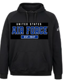 United States Air Force Premium Tackle Twill Hooded Sweatshirt - TT06-AF Black