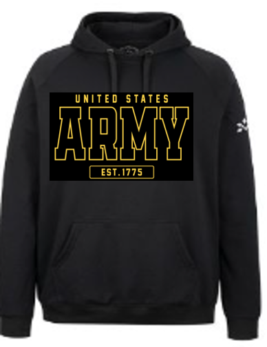 United States Army Premium Tackle Twill Hooded Sweatshirt - TT06-AR Black