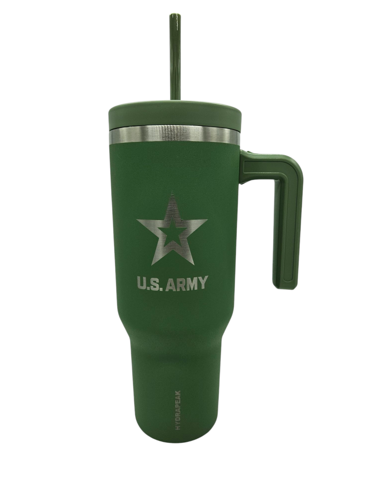 Army 40OZ Voyager Stainless Steel Tumbler w/ Handle and Straw