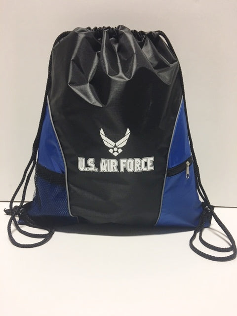 Cinch Pack Air Force Black and Royal Blue with Drawstring